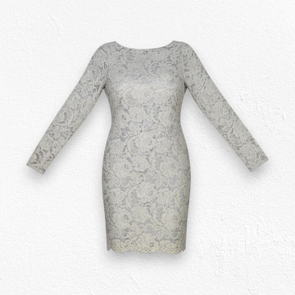 Lauren Ralph Lauren Gold Shimmer Lace Black Label Long Sleeve Short Dress Size 4